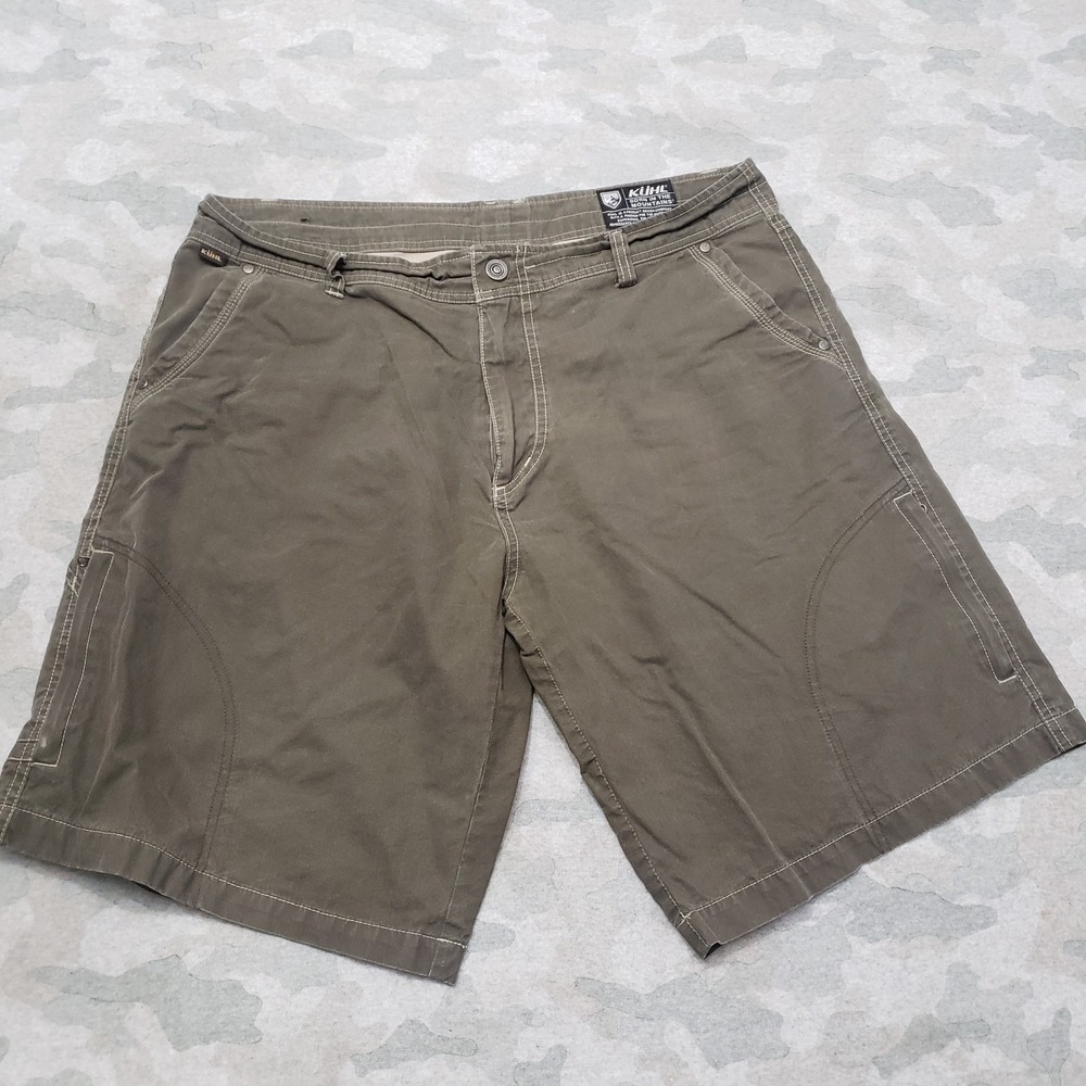 KuhI Shorts‎ Mens 38 Brown Vintage Patinadye Born In The Mountains Pockets